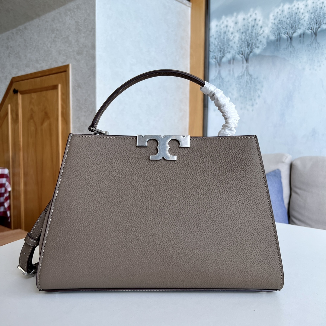 Eleanor Twig-Edged Oxen-Skin One-Shoulder Briefcase by Tory Burch: Versatile, Stylish, Adjustable.
