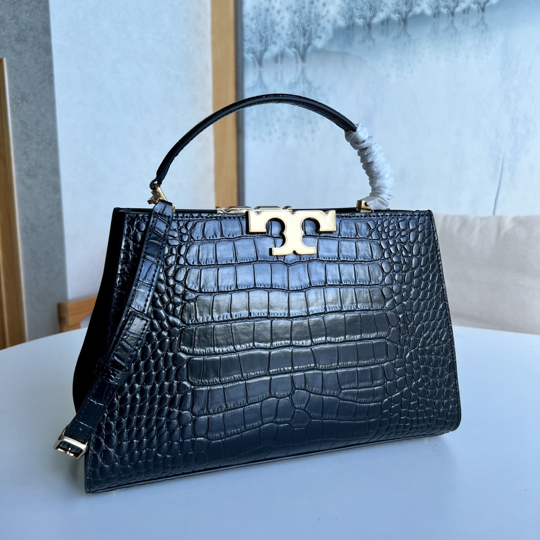Tory Burch Eleanor Alligator Gravy Handbag: Versatile Design with Removable Shoulder Straps - 图片 2