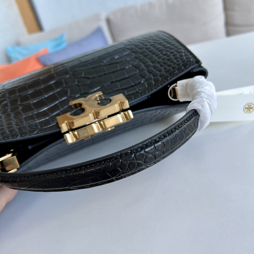 Tory Burch Eleanor Alligator Gravy Handbag: Versatile Design with Removable Shoulder Straps - 图片 8