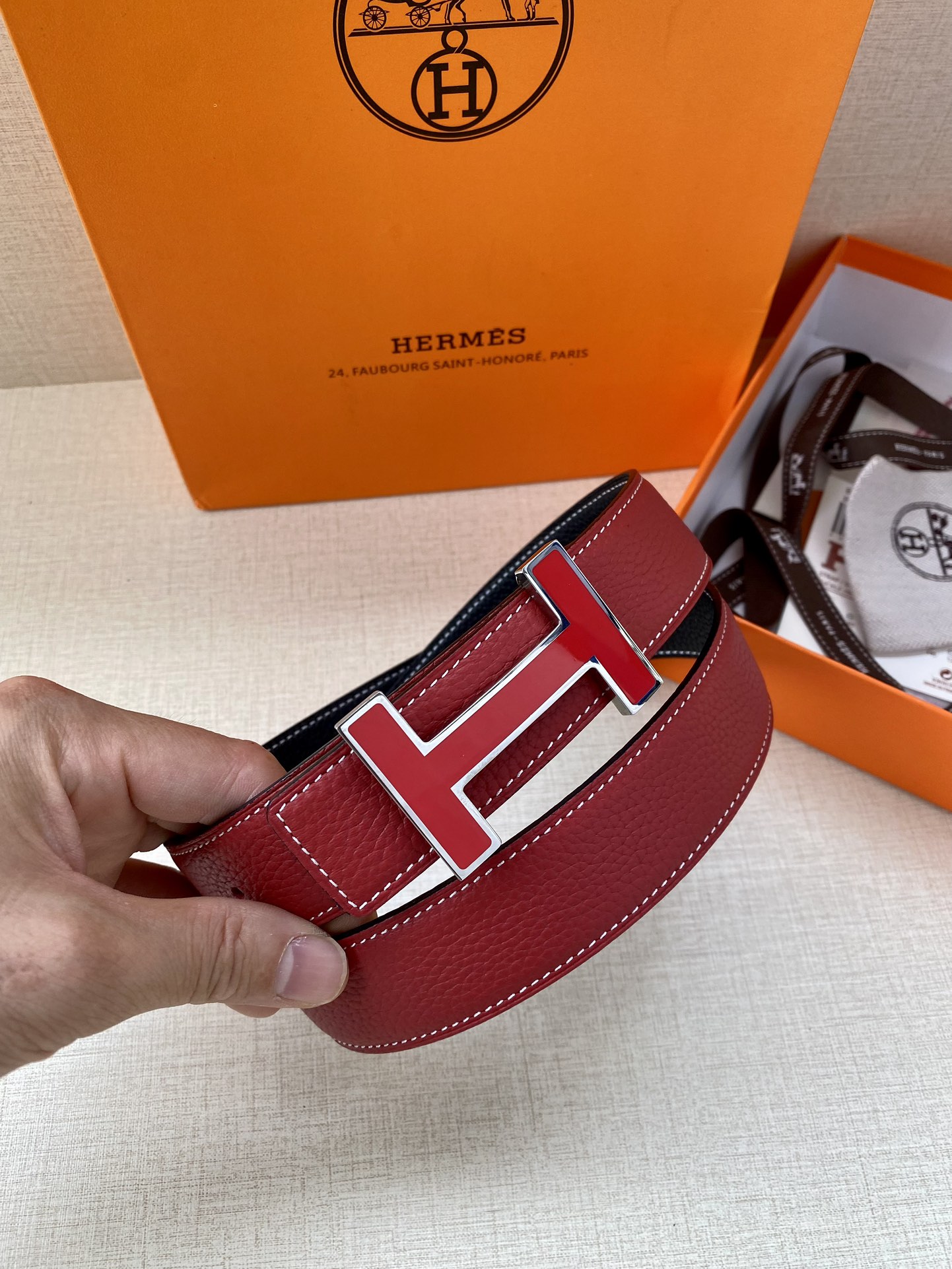 Hermès爱马仕皮带原单品质双面荔