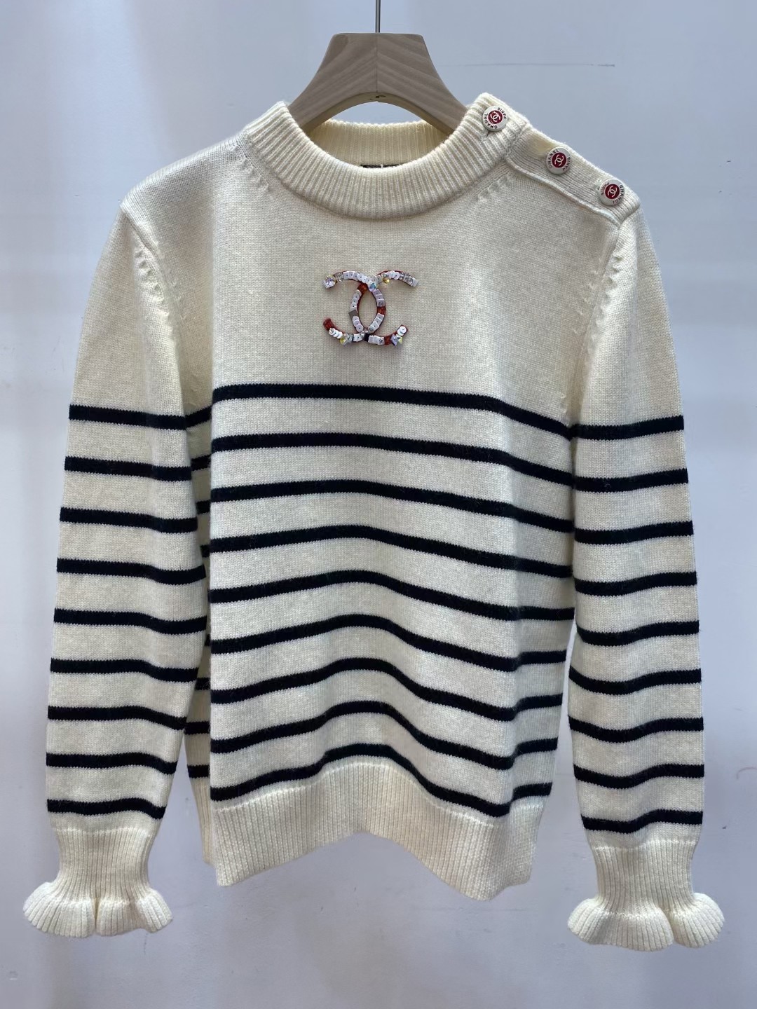 Chanel Clothing Knit Sweater Sweatshirts White Cashmere Knitting Spring Collection
