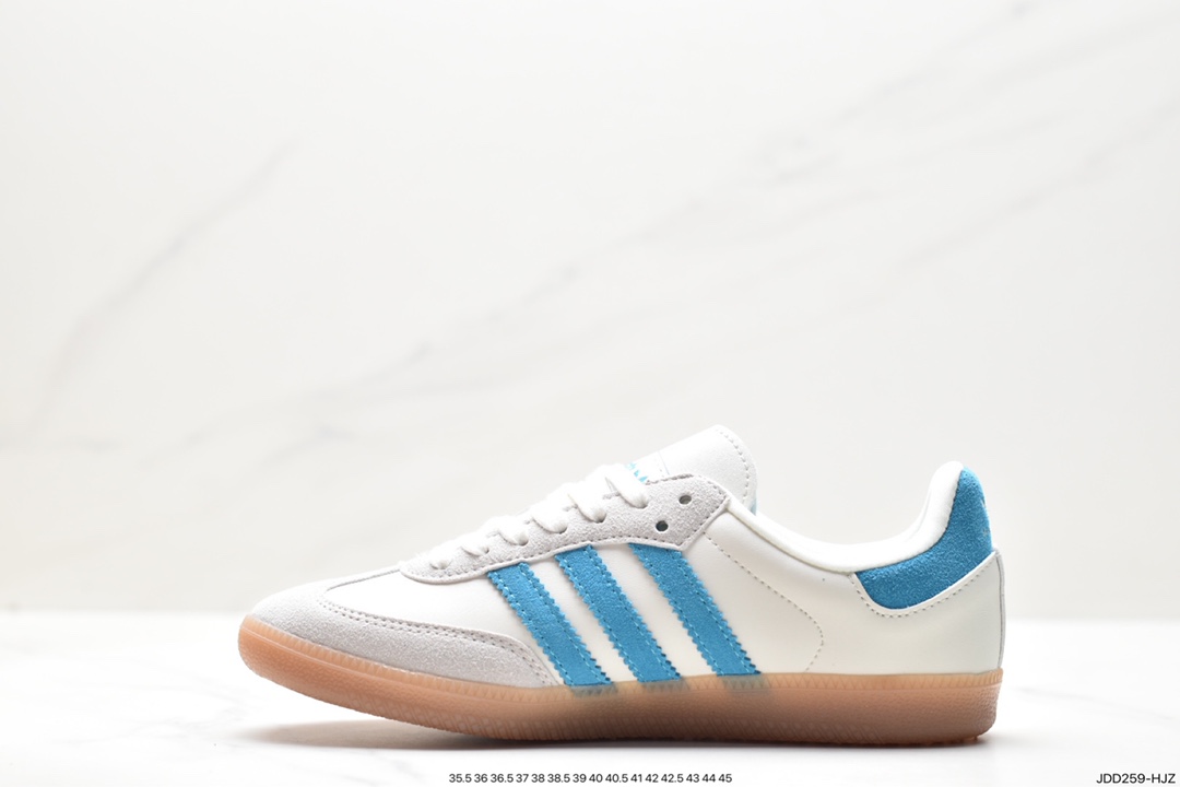 板鞋, Sporty &amp; Rich x Adidas Originals Samba, SAMBA, Originals, Original, IE7096, Adidas - 阿迪达斯 Sporty & Rich x Adidas Originals Samba 耐磨透气 低帮 休闲复古板鞋 男女同款 米白蓝 IE7096