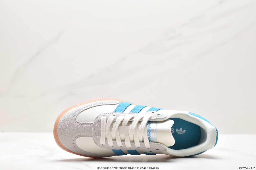 板鞋, Sporty &amp; Rich x Adidas Originals Samba, SAMBA, Originals, Original, IE7096, Adidas - 阿迪达斯 Sporty & Rich x Adidas Originals Samba 耐磨透气 低帮 休闲复古板鞋 男女同款 米白蓝 IE7096