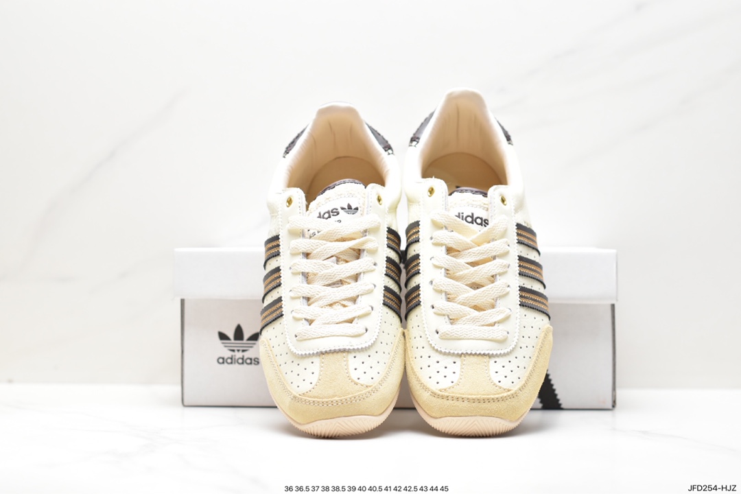 Wales Bonner x Adidas WB Japan Low ”Cream White Dark Brown” WB Japan jogging shoes ”Cream White Light Yellow Dark Brown” GY5748