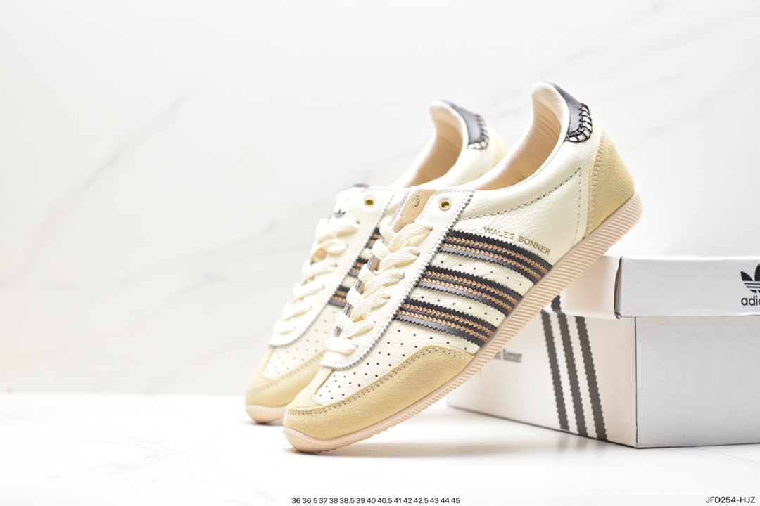 Wales Bonner x Adidas WB Japan Low ”Cream White Dark Brown” WB Japan jogging shoes ”Cream White Light Yellow Dark Brown” GY5748