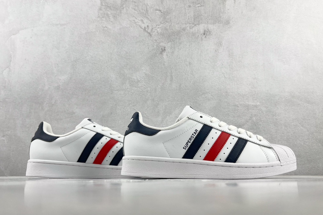 150 adidas originals Superstar 蓝红条 F36583