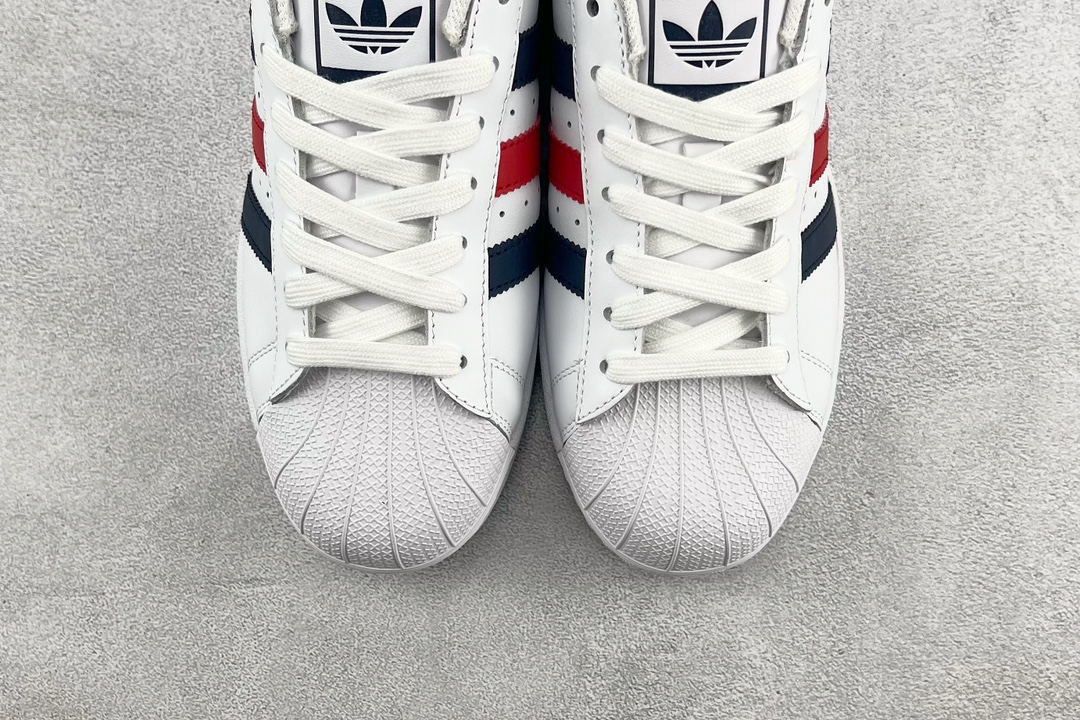 150 adidas originals Superstar 蓝红条 F36583