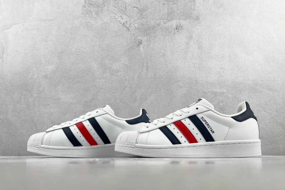 150 adidas originals Superstar 蓝红条 F36583