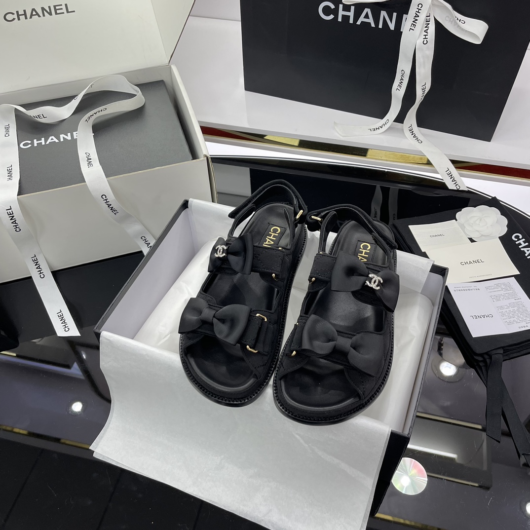 Chanel Shoes Sandals Cowhide Genuine Leather Lambskin Sheepskin Beach