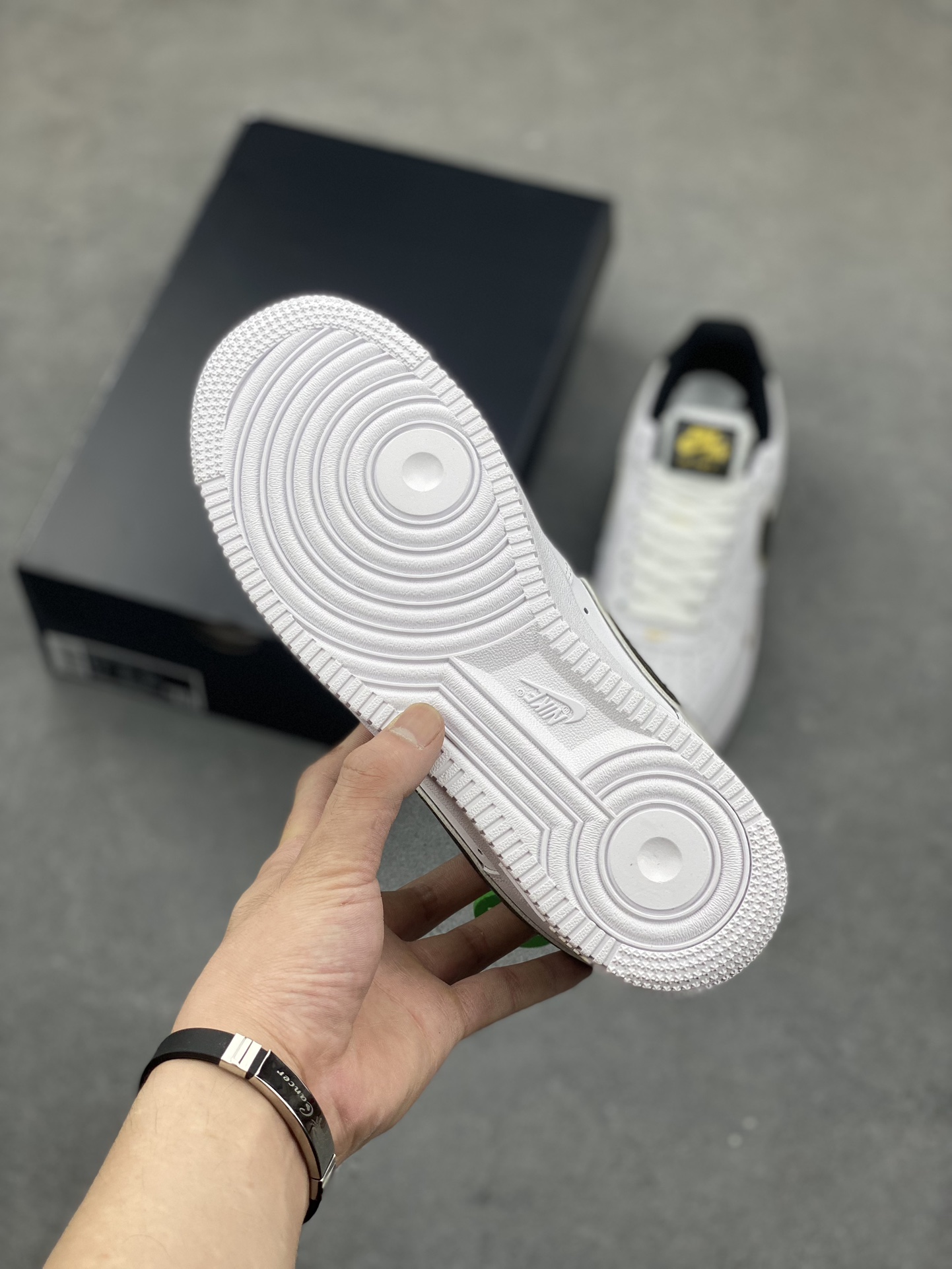 Nike Air Force 1 Black Gold White Leather Sneakers Lifetime Warranty 7 i1689103081 2305 5