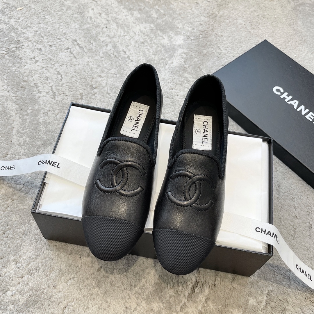 CHANEL мюли лоферы｜винтажные роскошные лоферы｜металлическая пряжка с двойной C + вощёная телячья кожа