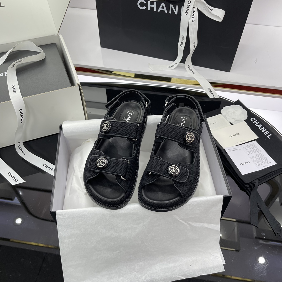 Chanel Shoes Sandals Cowhide Genuine Leather Lambskin Sheepskin Beach