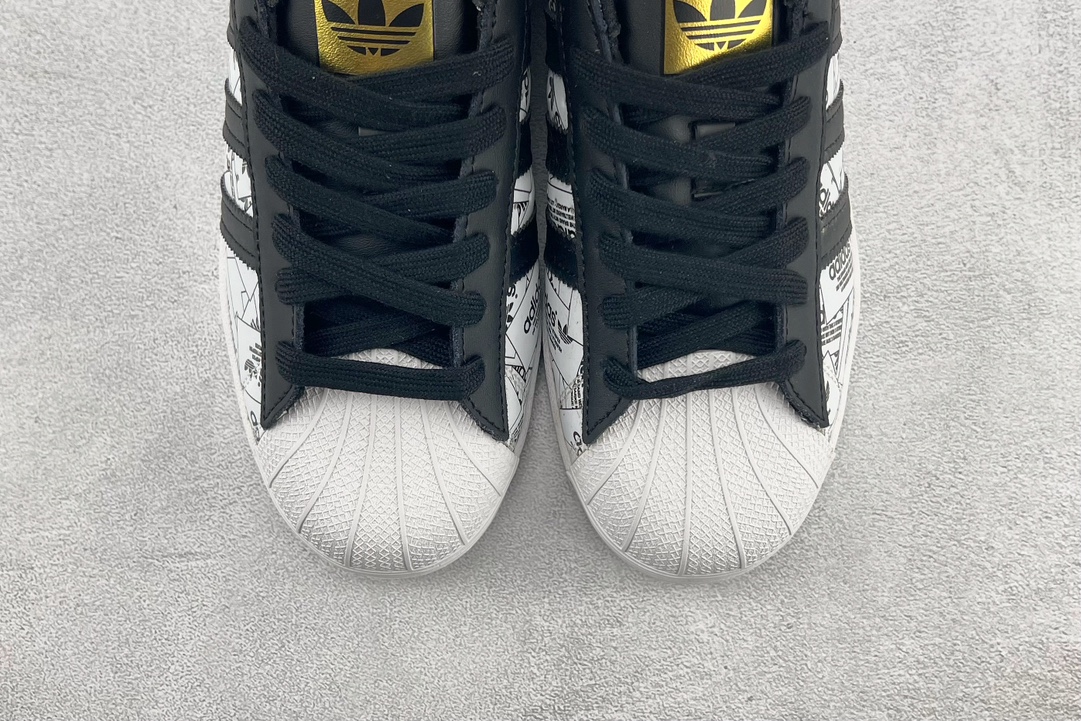 150 adidas originals Superstar 满印logo 白黑 FV2819