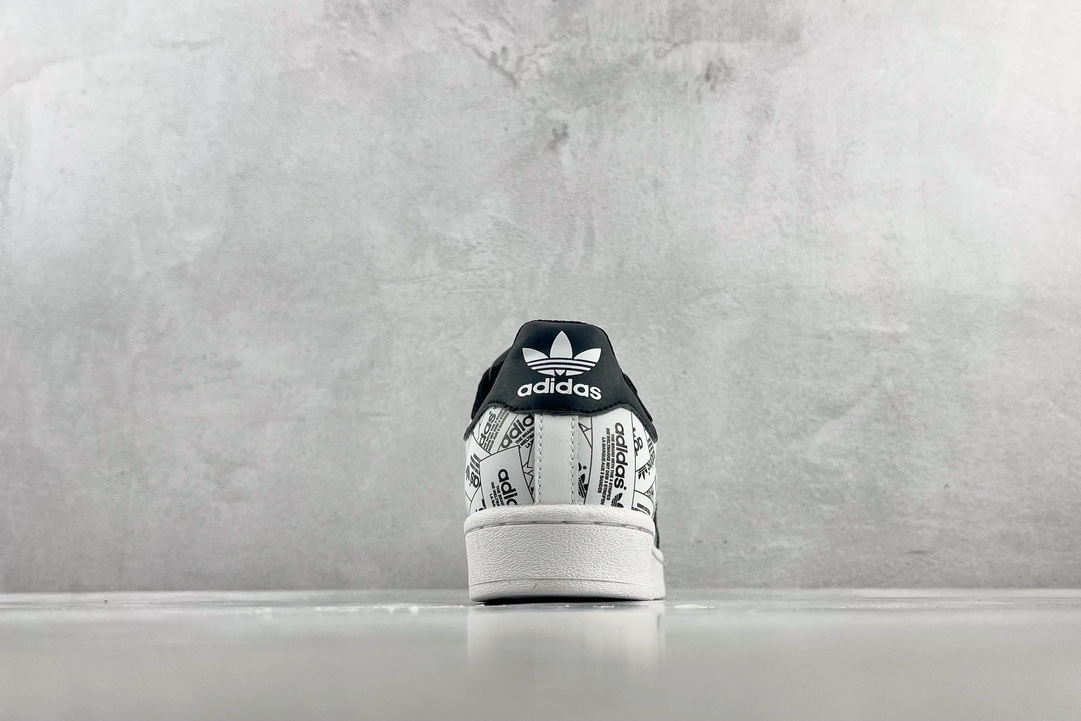 150 adidas originals Superstar 满印logo 白黑 FV2819