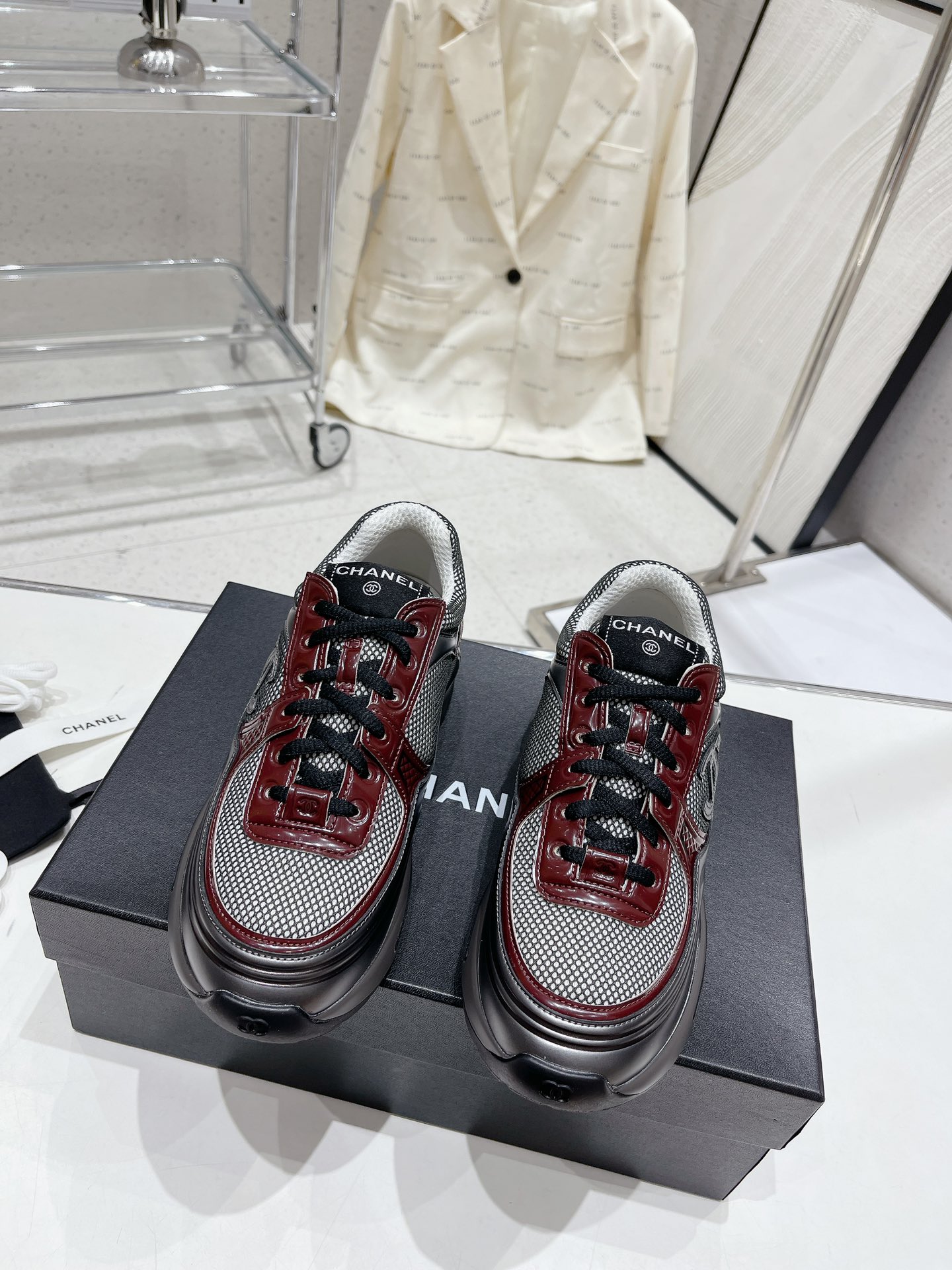 Chanel High
 Shoes Sneakers Found Replica
 Splicing Women Cowhide Casual