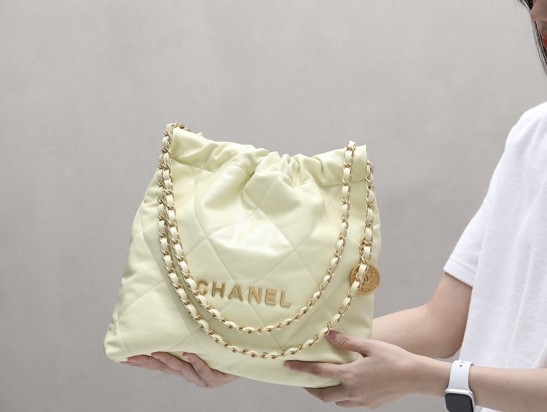 Chanel Handbags Crossbody & Shoulder Bags Tote Bags Light Yellow All Copper Calfskin Cowhide Vintage