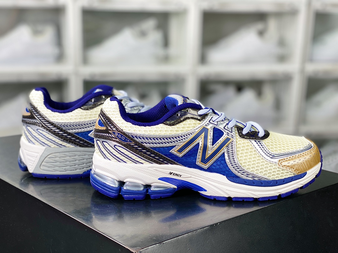 New Balance 860V2 series low-top classic retro dad jogging shoes ”Royal Blue Silver Gray Beige” ML860AM2