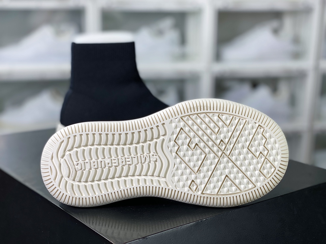 SMILEREPUBLIC Socks Sneake mid-top series heightened thick-soled sneakers ”Flying Weave Black and White”