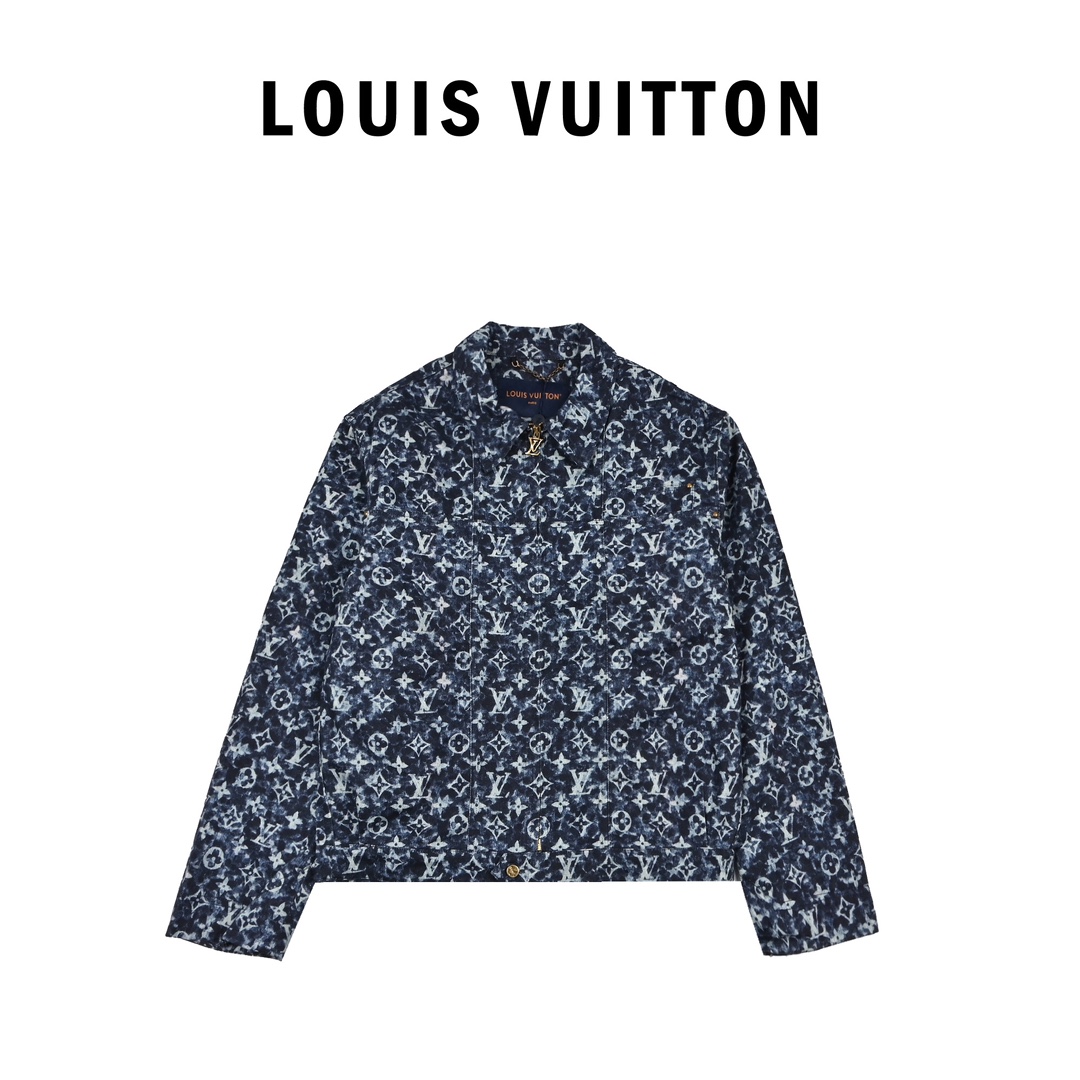 Louis Vuitton/路易威登 23Fw 满印扎染波光老花牛仔工装夹克