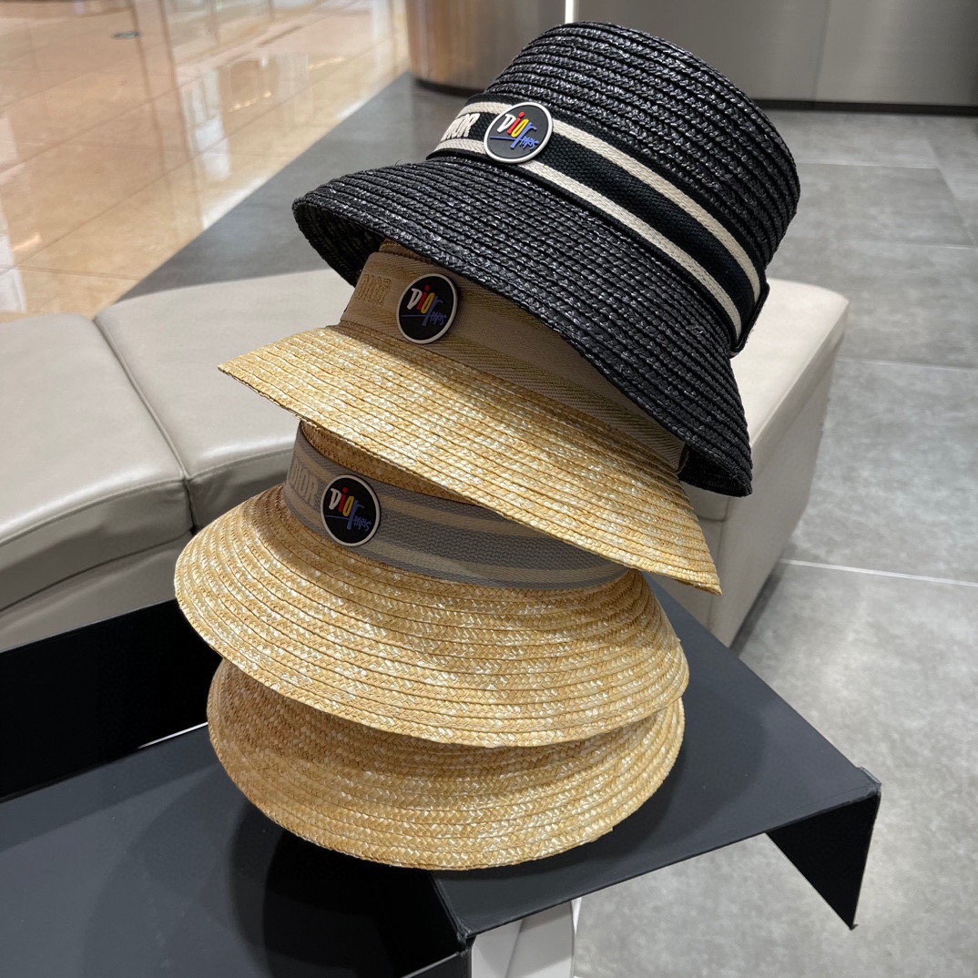 Dior nuevo modelo de primavera-verano 2023, sombrero de paja coreano popular, sombrero de sol, sombrero de playa, estil…