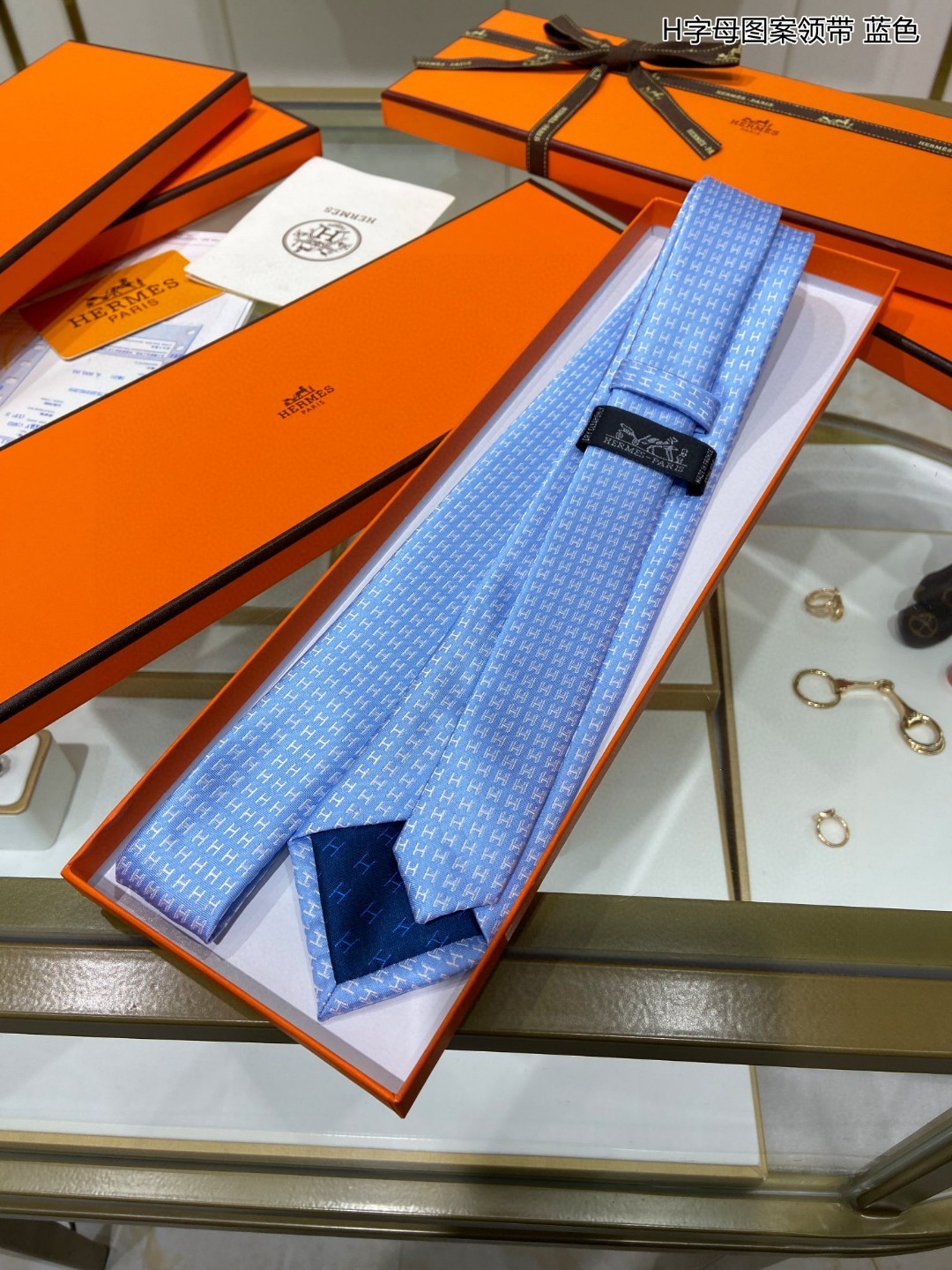 男士新款领带系列H字母图案领带稀有H