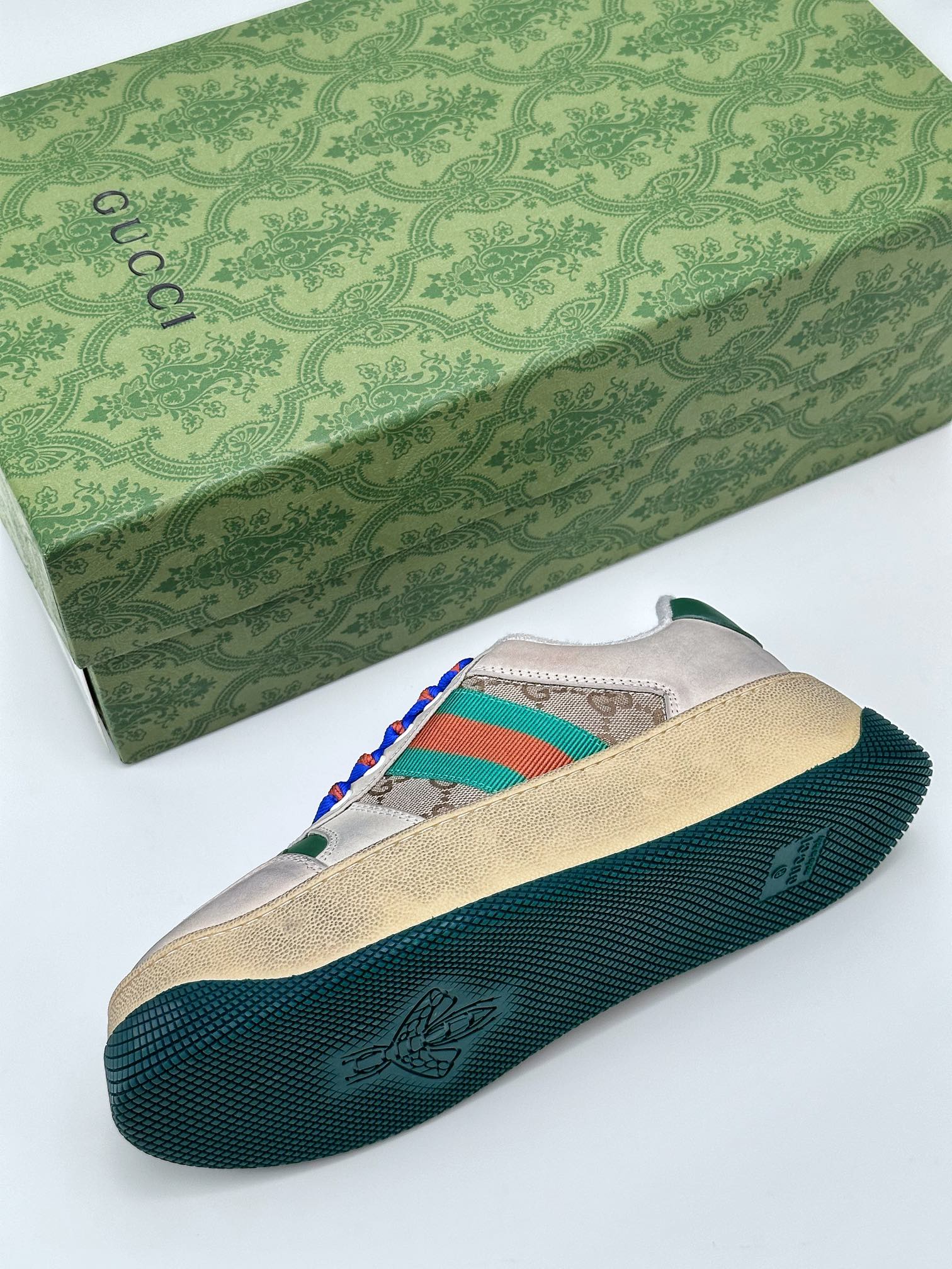 Gucci light luxury single product G's latest hit thick-soled dirty shoes colorful shoelaces MAC90 casual retro old dirty shoes small dirty shoes