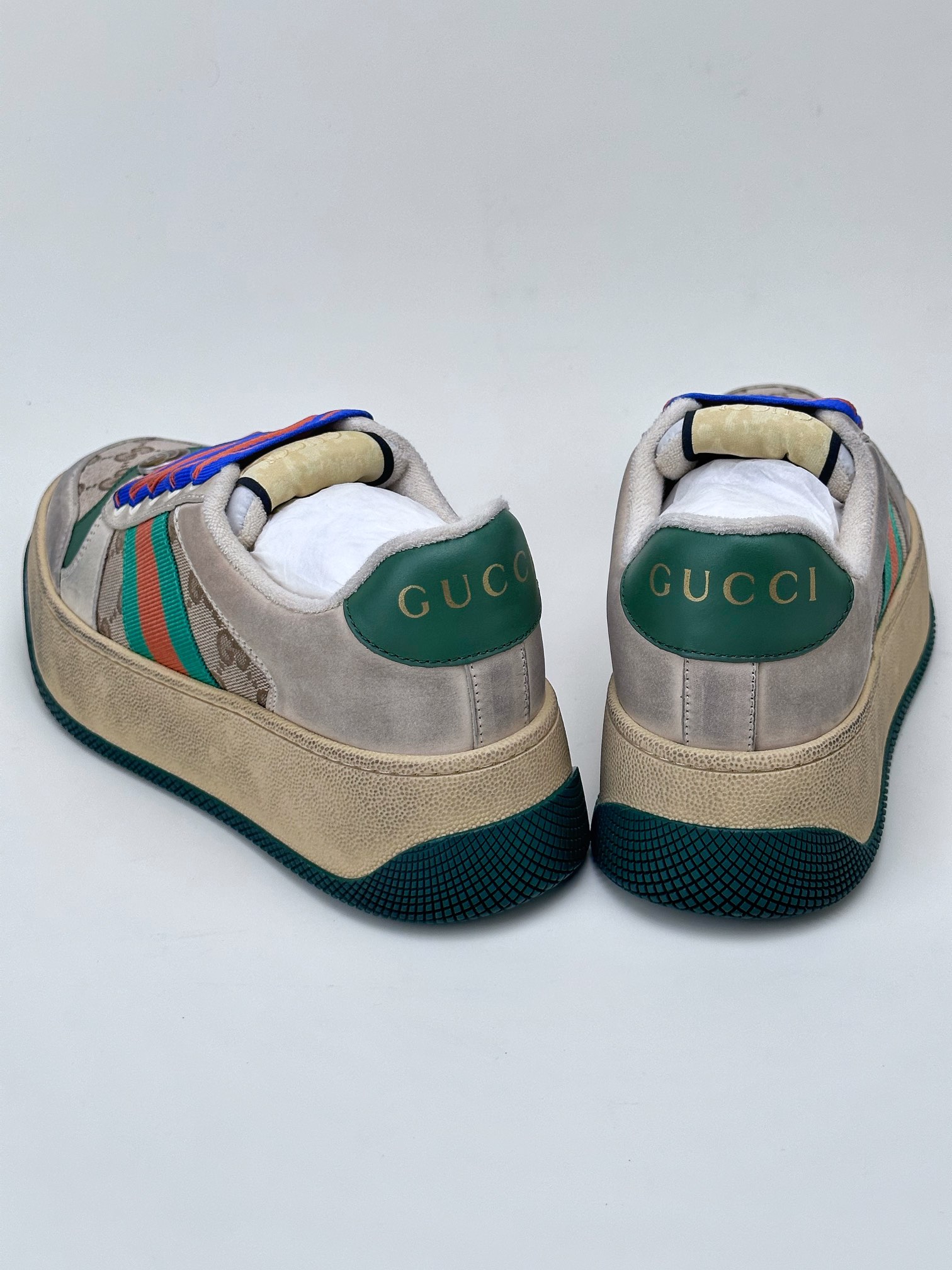 Gucci light luxury single product G's latest hit thick-soled dirty shoes colorful shoelaces MAC90 casual retro old dirty shoes small dirty shoes