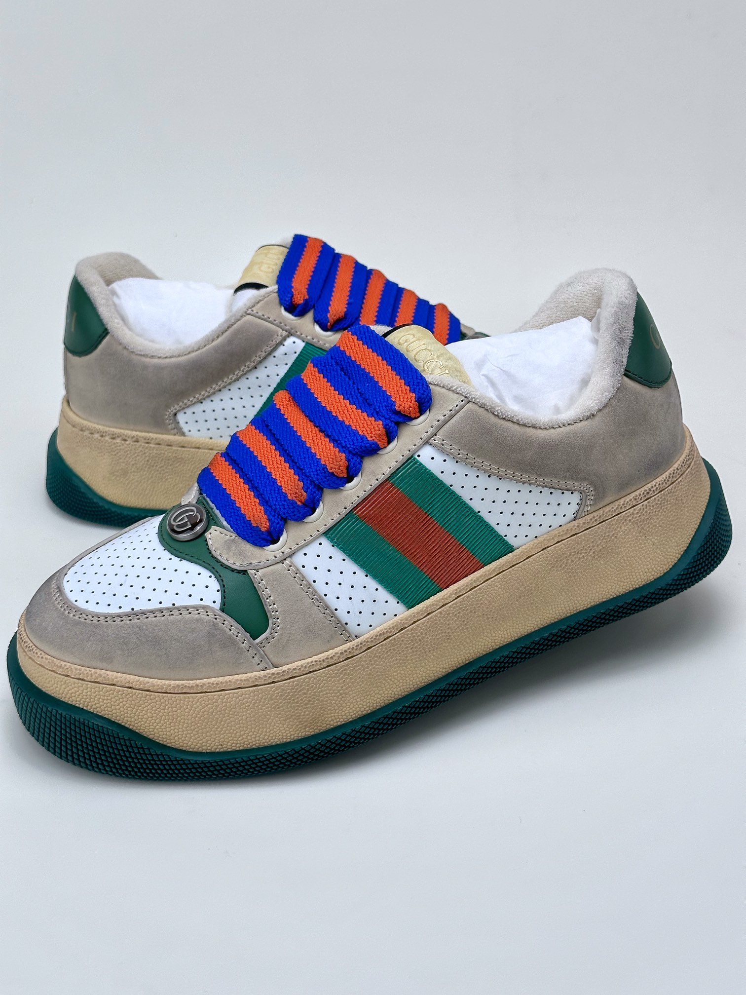 Gucci light luxury single product G's latest hit thick-soled dirty shoes with colorful shoelaces