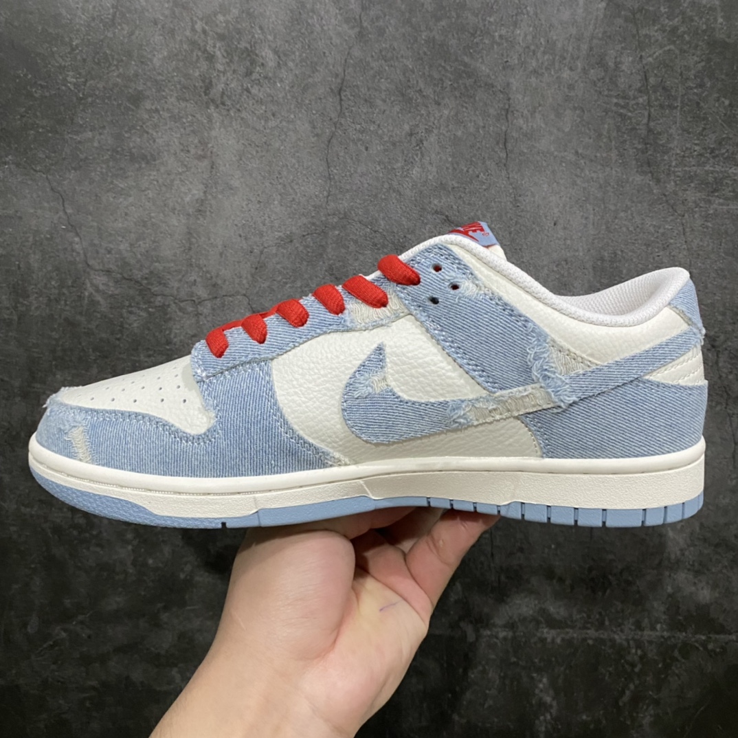 图片[2]-【定制款】Nike SB Dunk Low 李维斯联名 牛仔破洞白蓝n原装头层材料 定制牛仔布拼接n大厂纯原品质 清洁度 电绣工艺完美货号：LE0021-005 尺码：36 36.5 37.5 38 38.5 39 40 40.5 41 42 42.5 43 44 45-莆田鞋批发中心