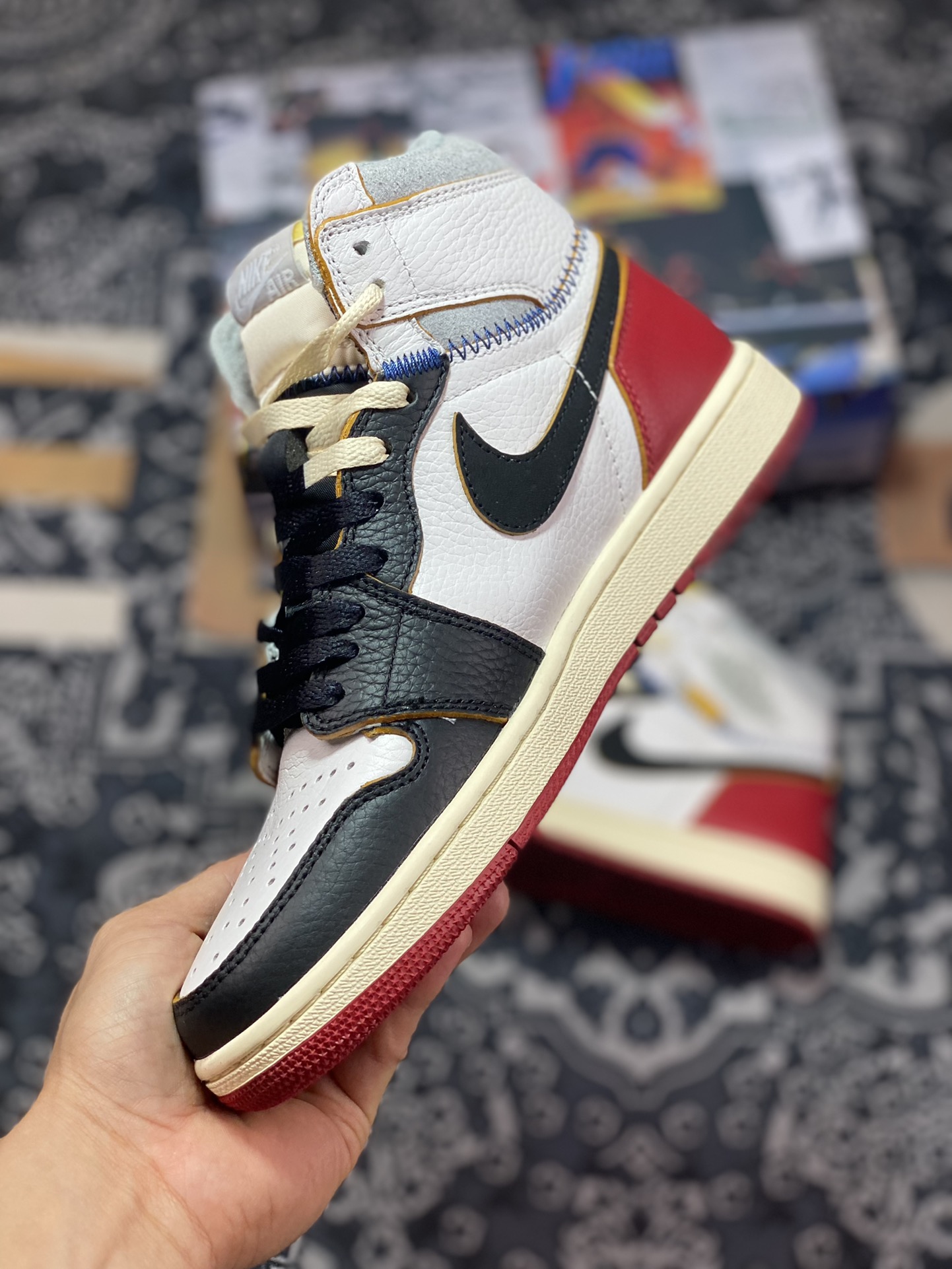 500 Union LA X Air Jordan 1 NRG AJ1乔1联名拼接限量款 黑红白拼接 BV1300-106