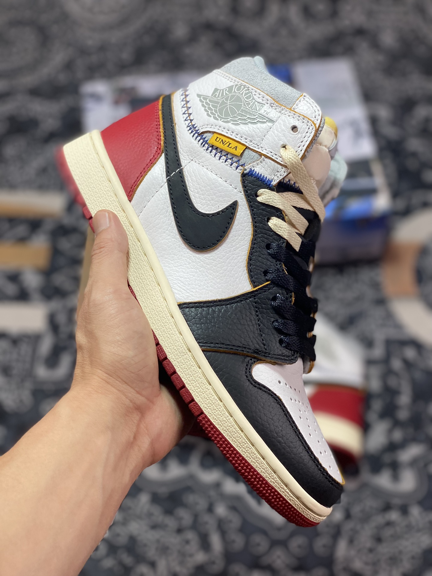 500 Union LA X Air Jordan 1 NRG AJ1乔1联名拼接限量款 黑红白拼接 BV1300-106
