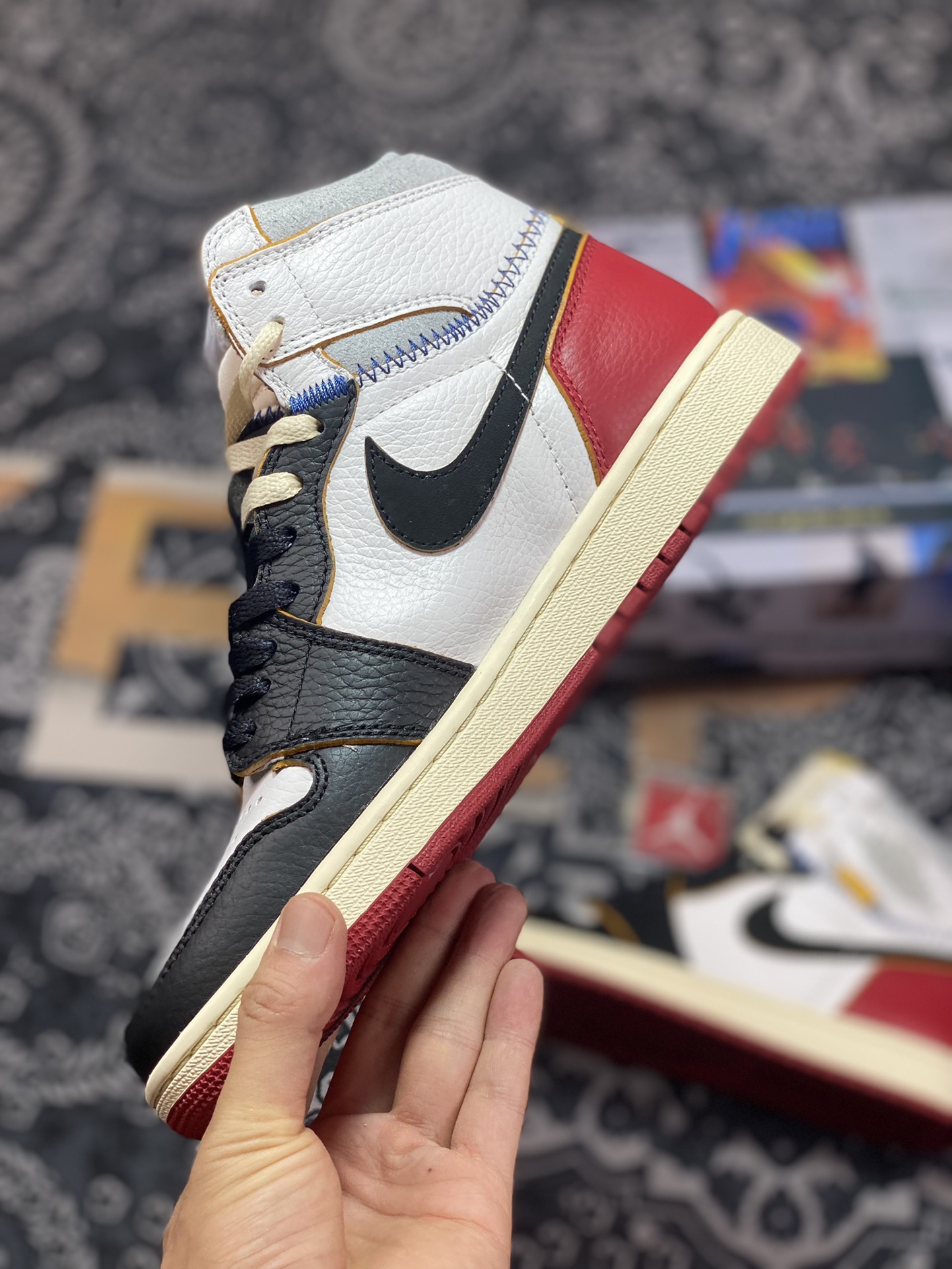 500 Union LA X Air Jordan 1 NRG AJ1乔1联名拼接限量款 黑红白拼接 BV1300-106