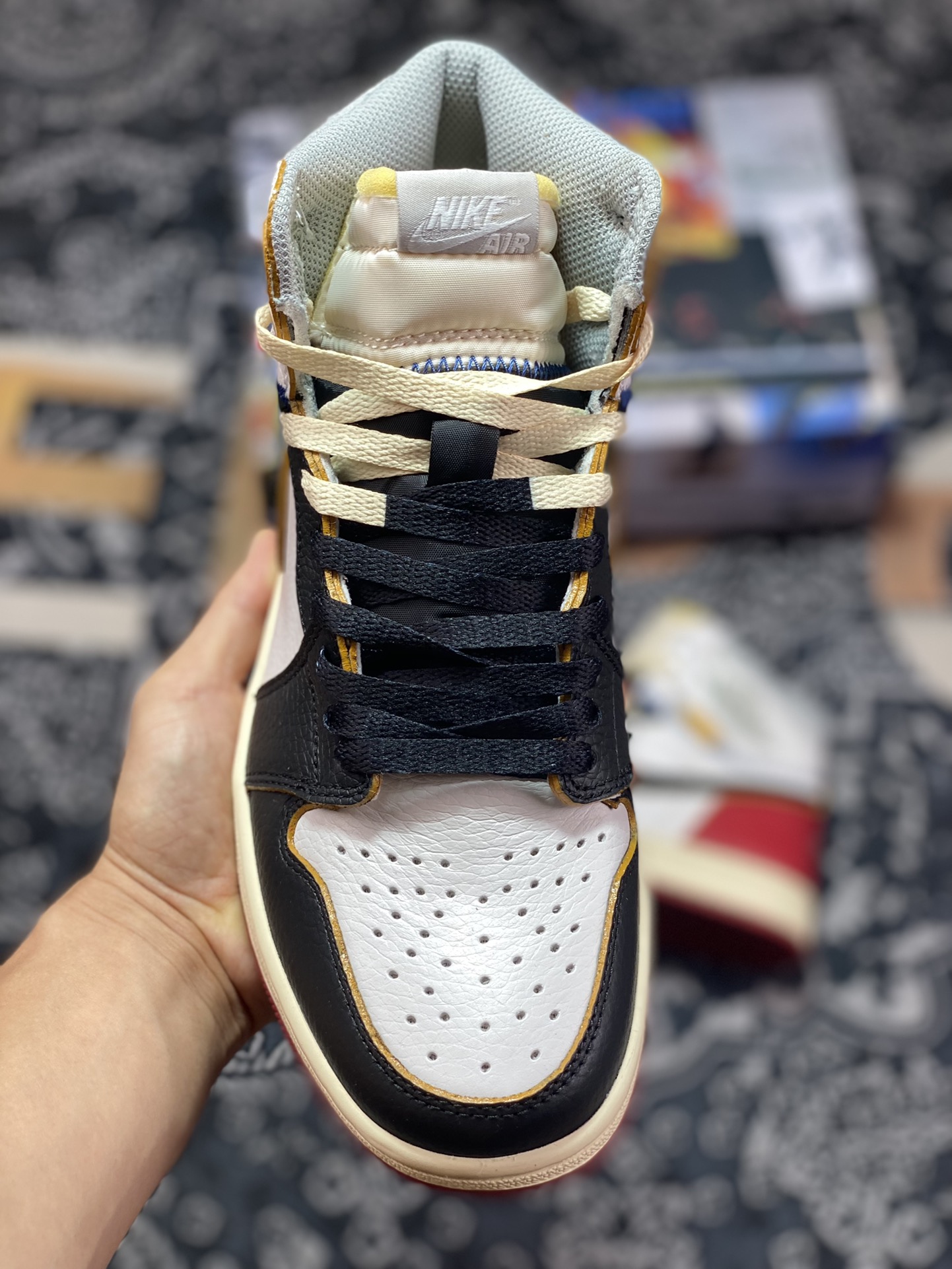 500 Union LA X Air Jordan 1 NRG AJ1乔1联名拼接限量款 黑红白拼接 BV1300-106