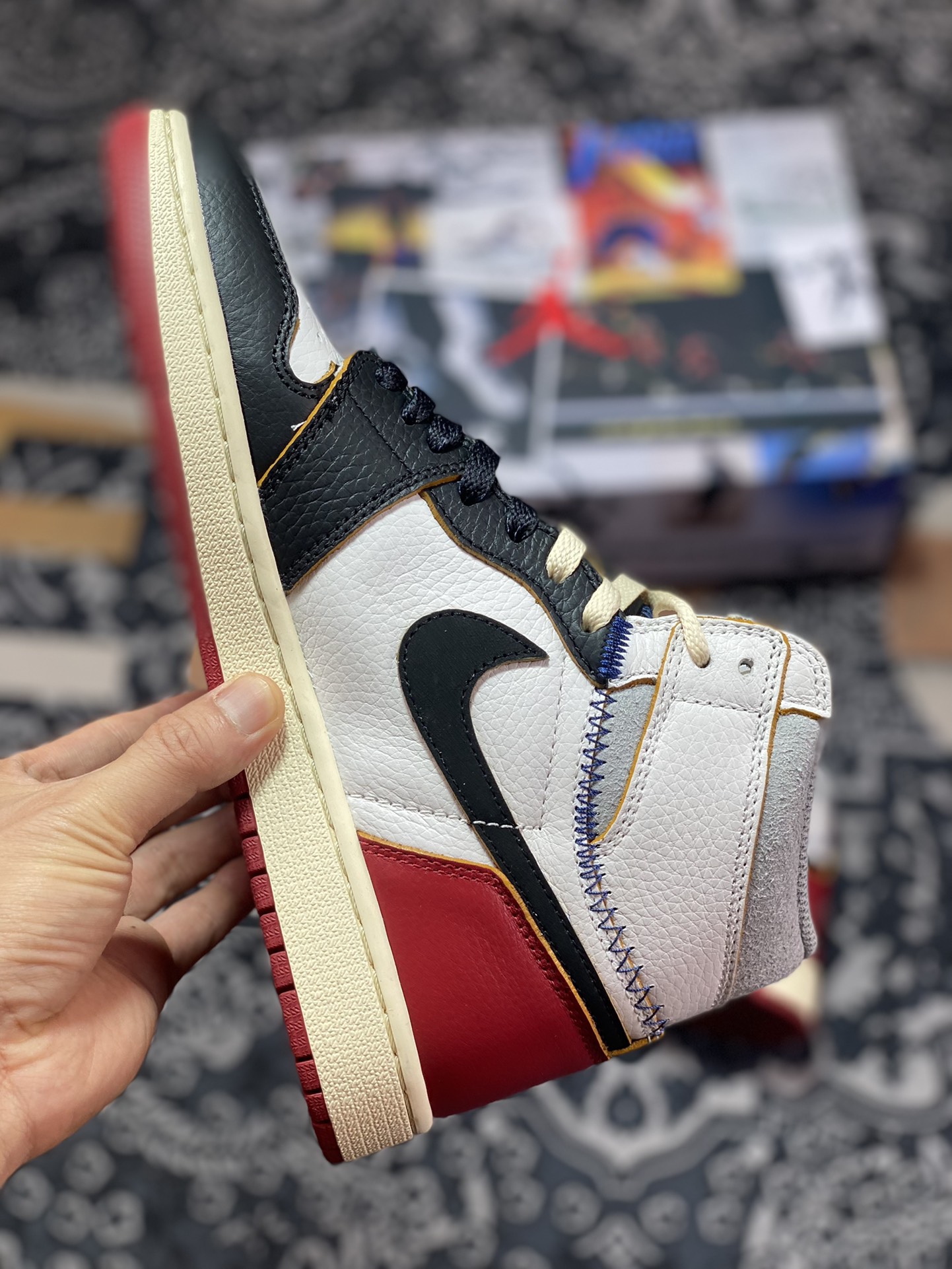 500 Union LA X Air Jordan 1 NRG AJ1乔1联名拼接限量款 黑红白拼接 BV1300-106