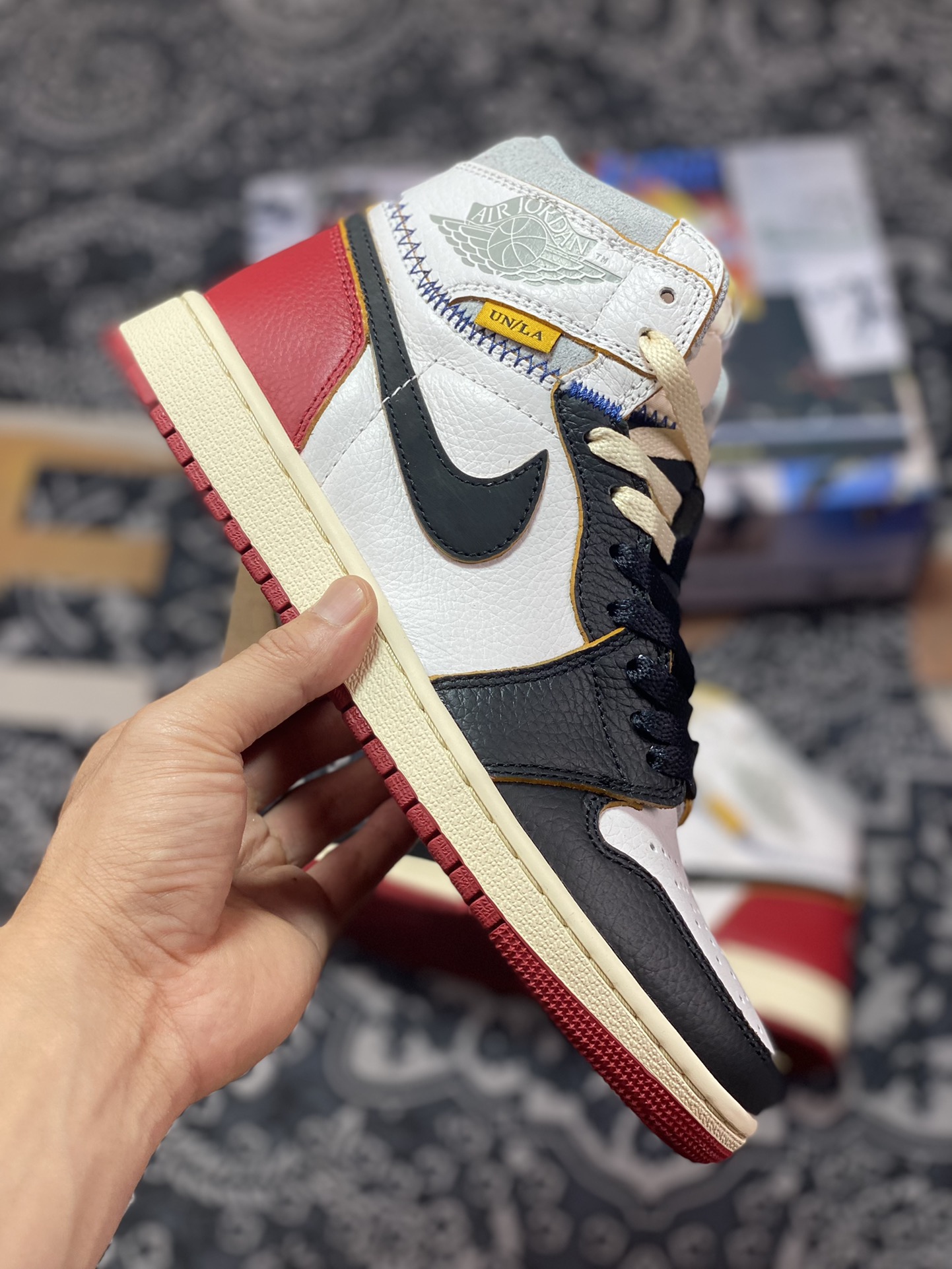 500 Union LA X Air Jordan 1 NRG AJ1乔1联名拼接限量款 黑红白拼接 BV1300-106