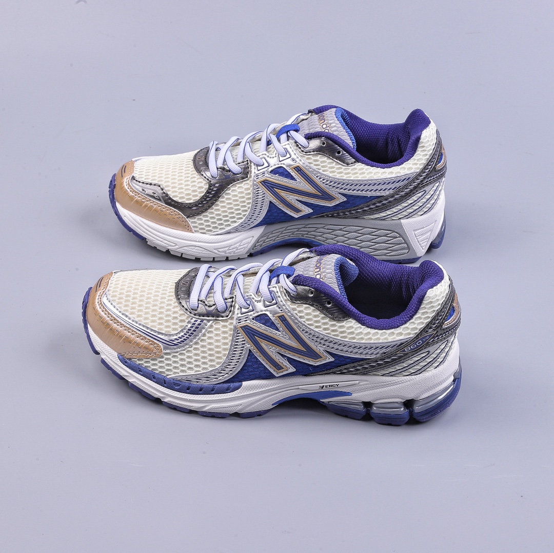 200 AIME LEON DORE x New Balance NB 复古白蓝 860V2 防滑耐磨低帮跑步鞋 ML860AM2