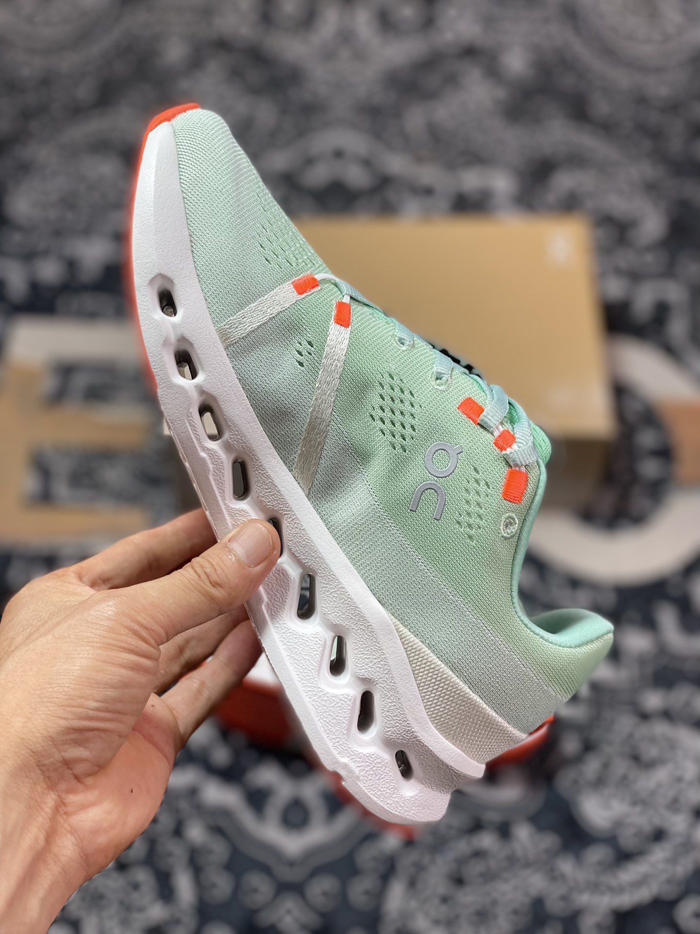 ON Running Cloudsurfer Road Rod Series Low-top Thick-soled Jogging Shoes ”Mesh Mint Green White Orange” 3MD10421071