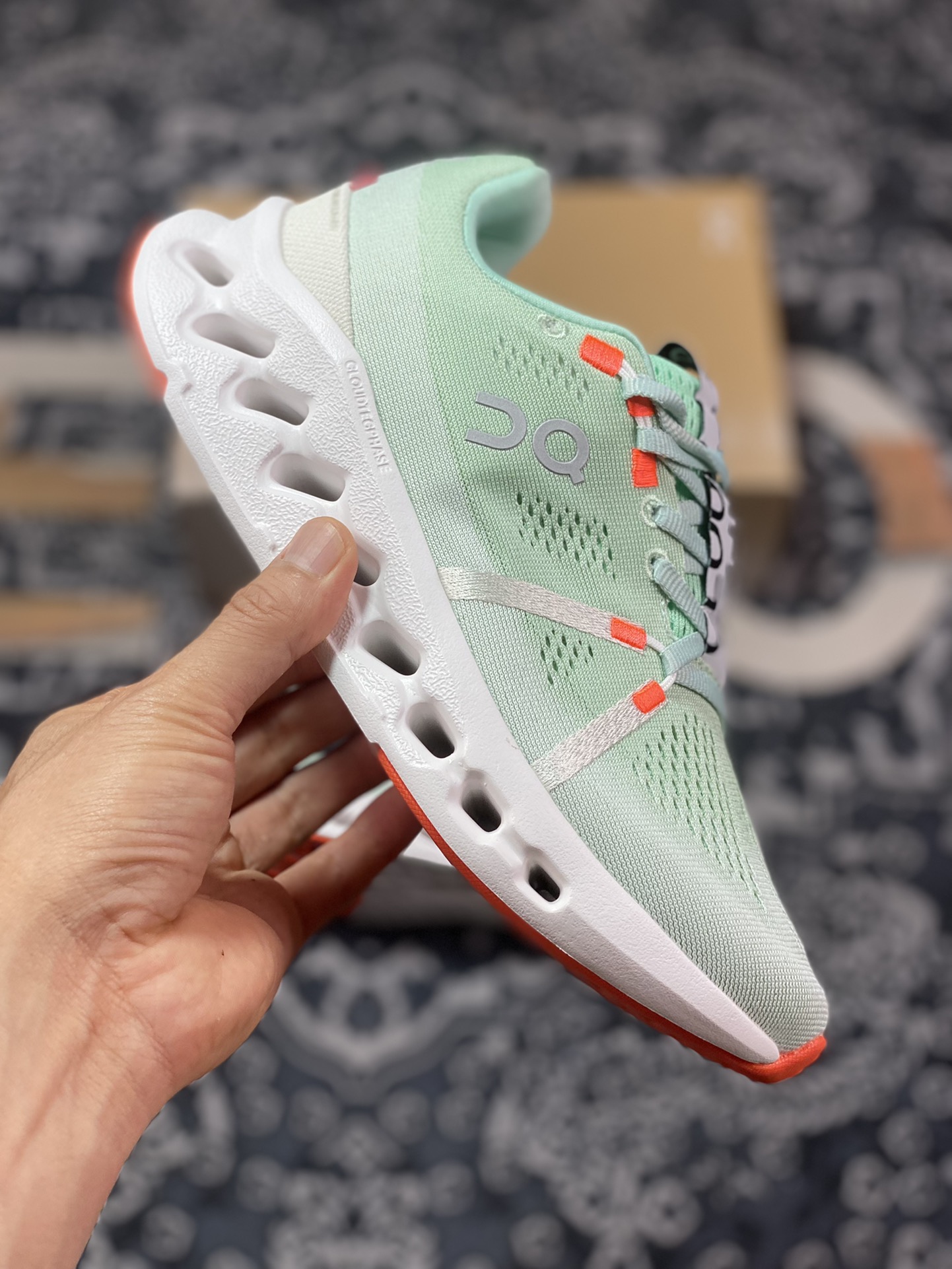 ON Running Cloudsurfer Road Rod Series Low-top Thick-soled Jogging Shoes ”Mesh Mint Green White Orange” 3MD10421071