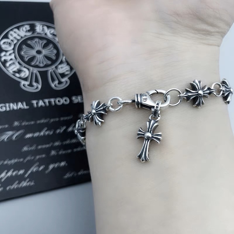 NO:861321,High version CH925 silver personalized cross sterling silver bracelet for men and women hip-hop trendy brand retro Thai silver bracelet, jewelry boutique, bracelet, pure silver19860909高版本CH925银个性十字架纯银手链男士女款嘻哈潮牌复古泰银手链,饰品精品,bracelet,pure silver,Jewelry