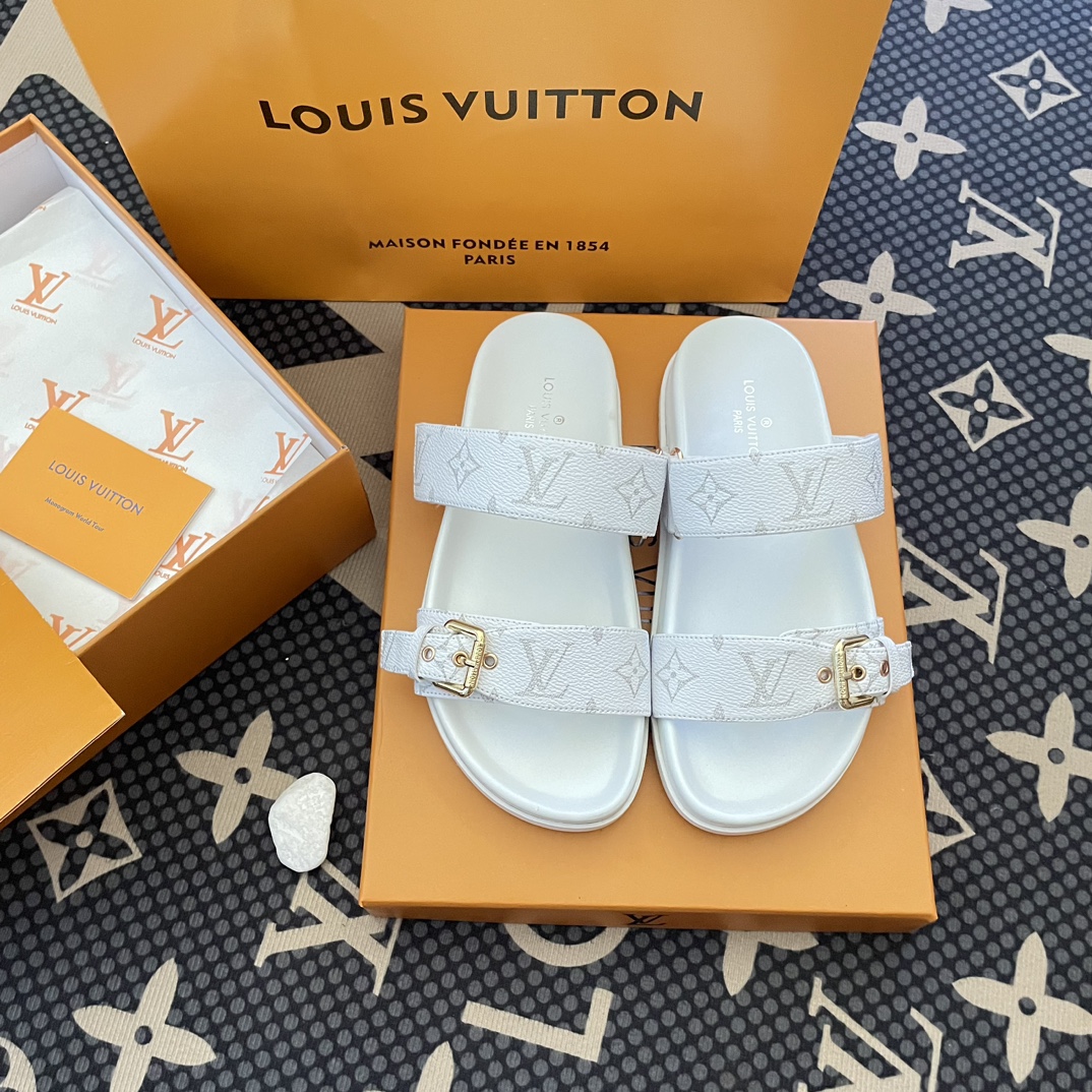 Louis Vuitton Shoes Slippers Fabric Rubber Sheepskin