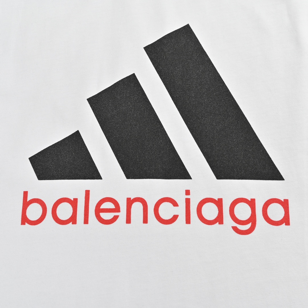 Balenciaga & Adidas 23ss 联名印花logo背心 字母印花圆领宽松OS短袖T恤