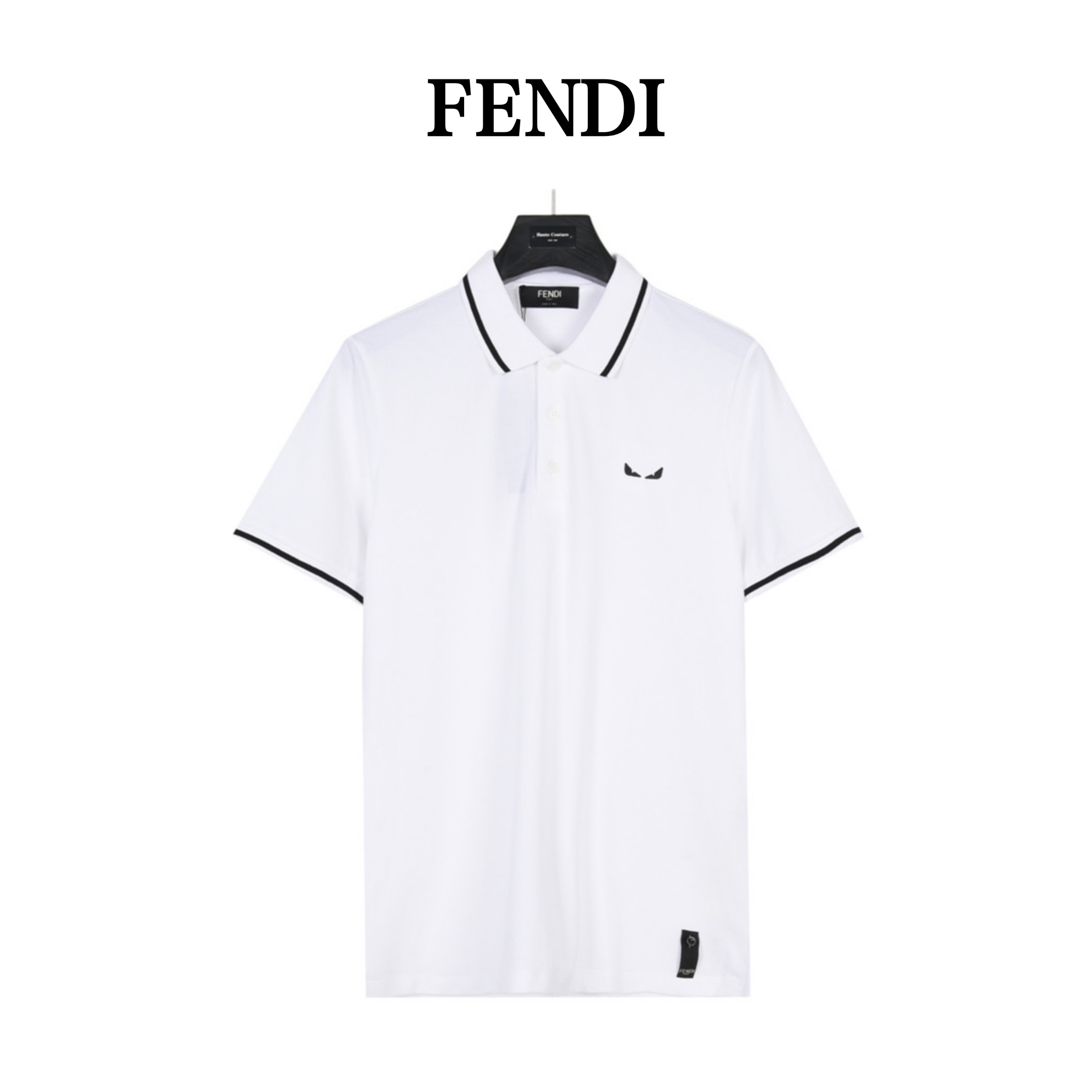 Fendi/芬迪 刺绣黑白眼睛POLO衫男女休闲短袖