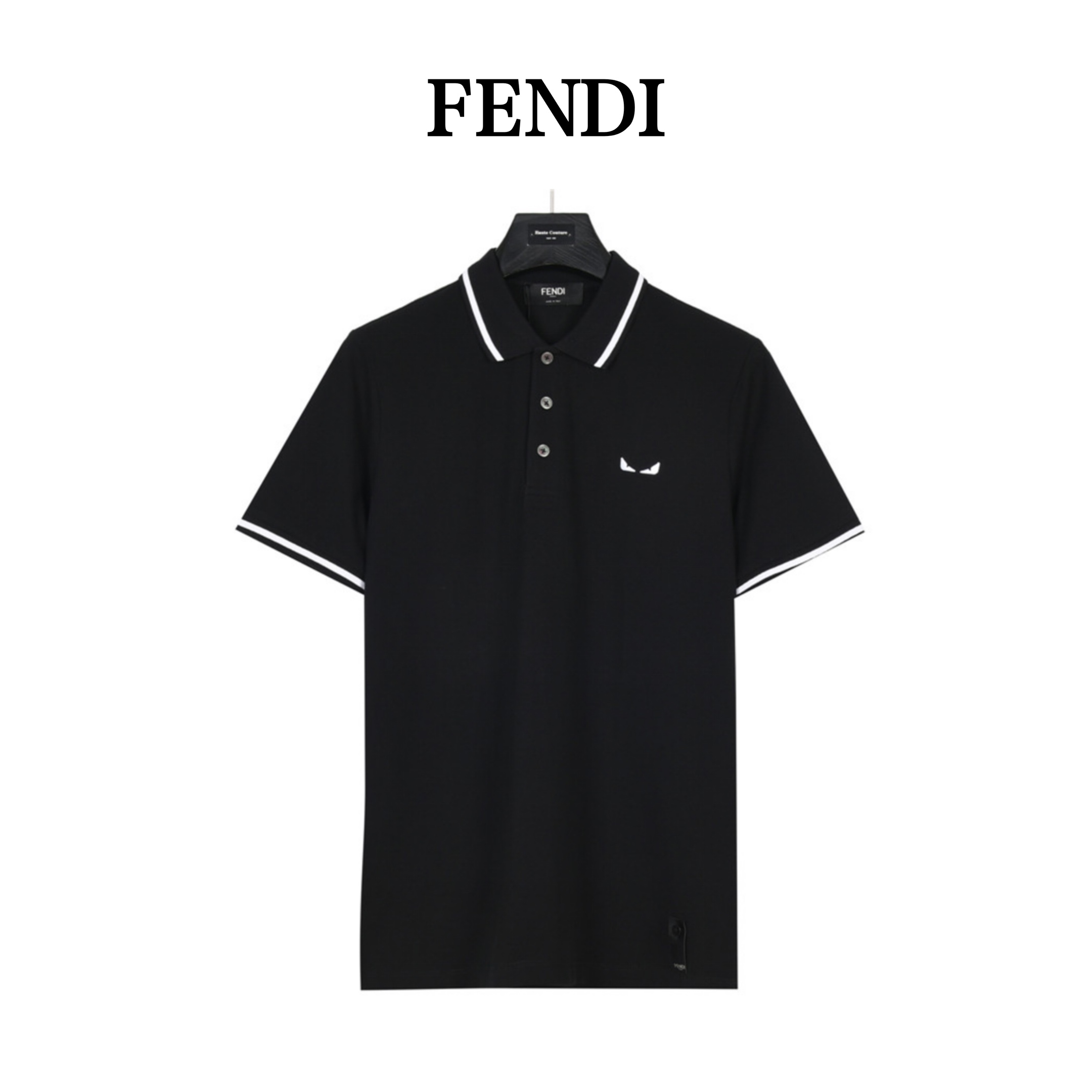 Fendi/芬迪 刺绣黑白眼睛POLO衫男女休闲短袖