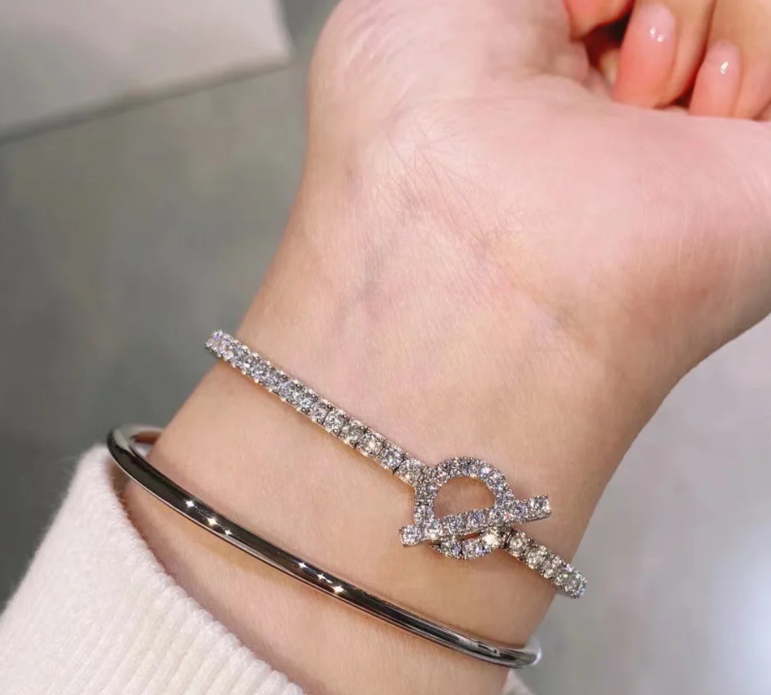 Hermès T-Bar Pavé Diamond Toggle Bracelet - Comprehensive 6