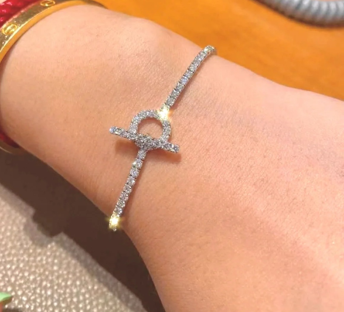 Hermès T-Bar Pavé Diamond Toggle Bracelet - Comprehensive 5