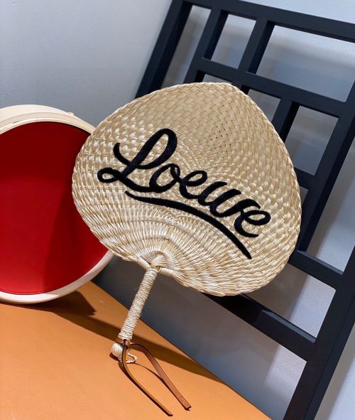 Loewe Paula's Ibiza Embroidered Logo Straw Fan - Handwoven & Stylish 1 Loewe Paula's Ibiza Embroidered Logo Straw Fan - Handwoven & Stylish