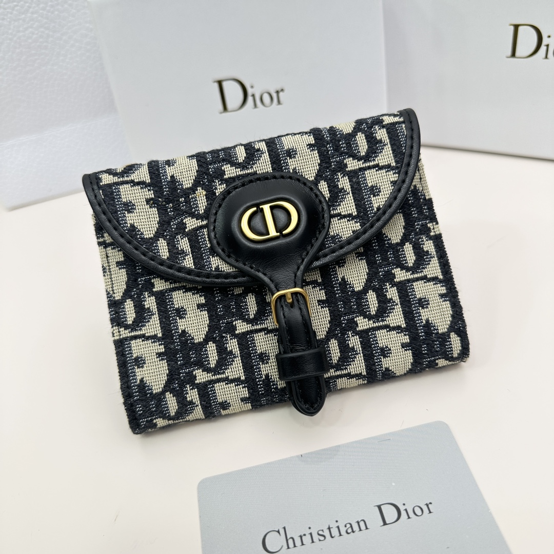 Dior Wallet 1:1 Clone
 Black Grey Cowhide