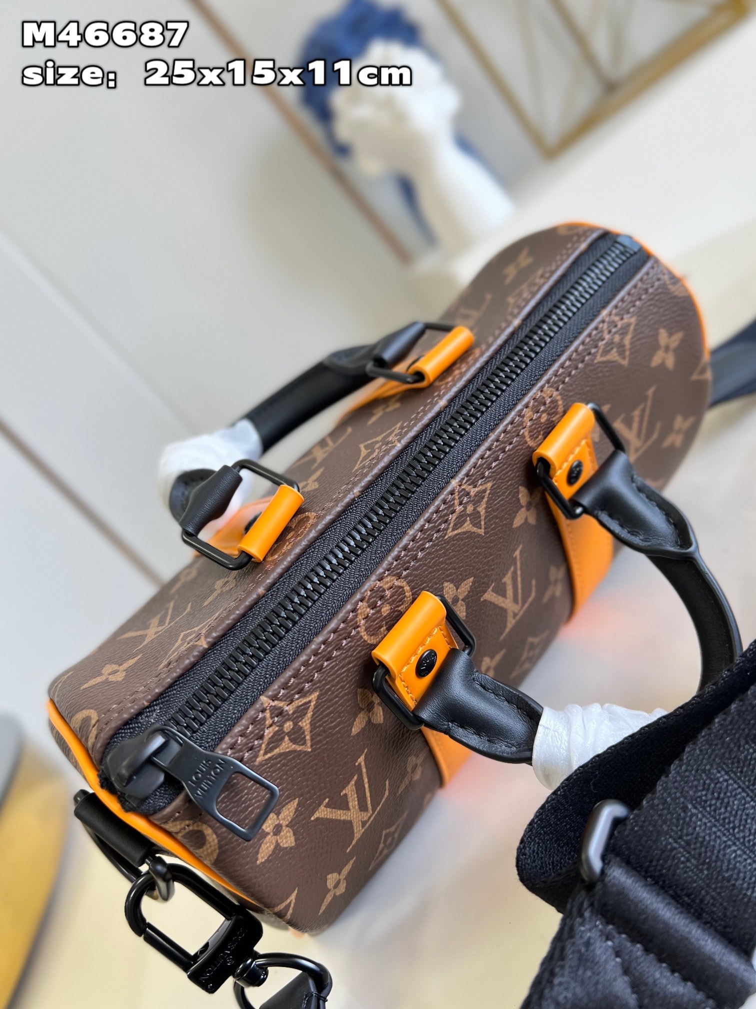 顶级原单M46687/对版本款Keepall25手袋取材MonogramEclipseReverse帆布
