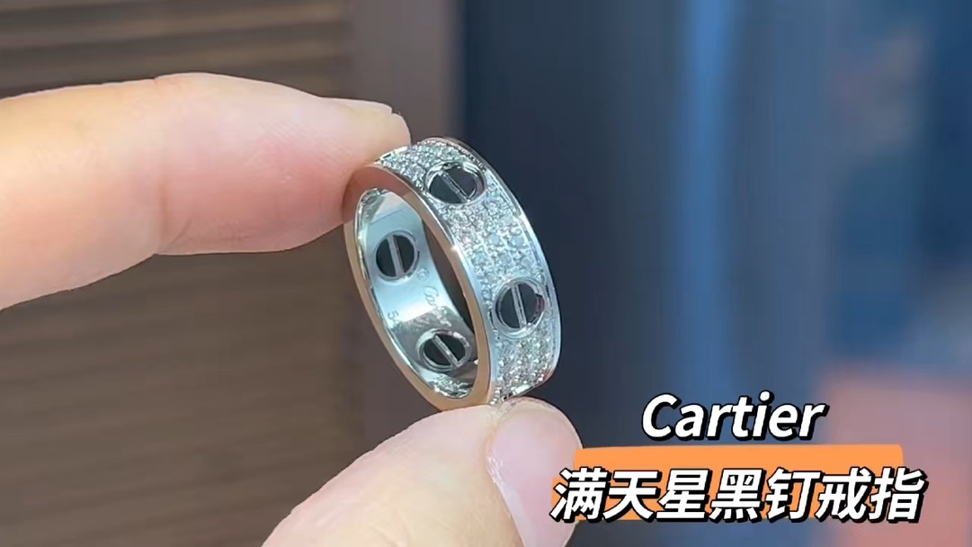 Cartier 卡地亚/Cartier 满‮星天‬黑钉戒指