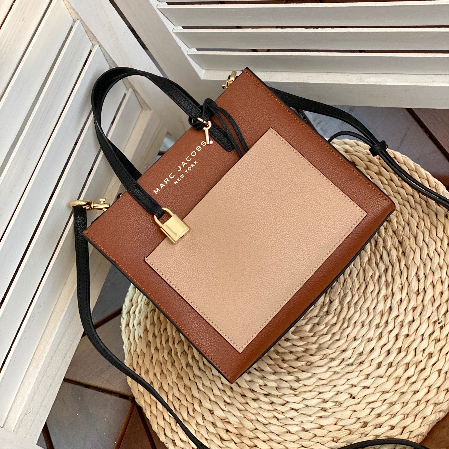 Marc Jacobs Mj/拼色手提托特包尺寸:23*20*10